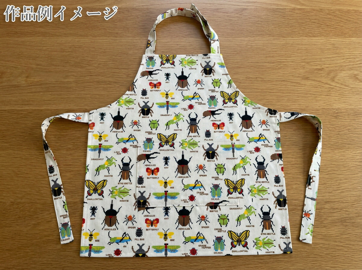 ドット絵の昆虫図鑑オックス生地HSK815カナヤス(30cm以上10cm単位切り売り)☆