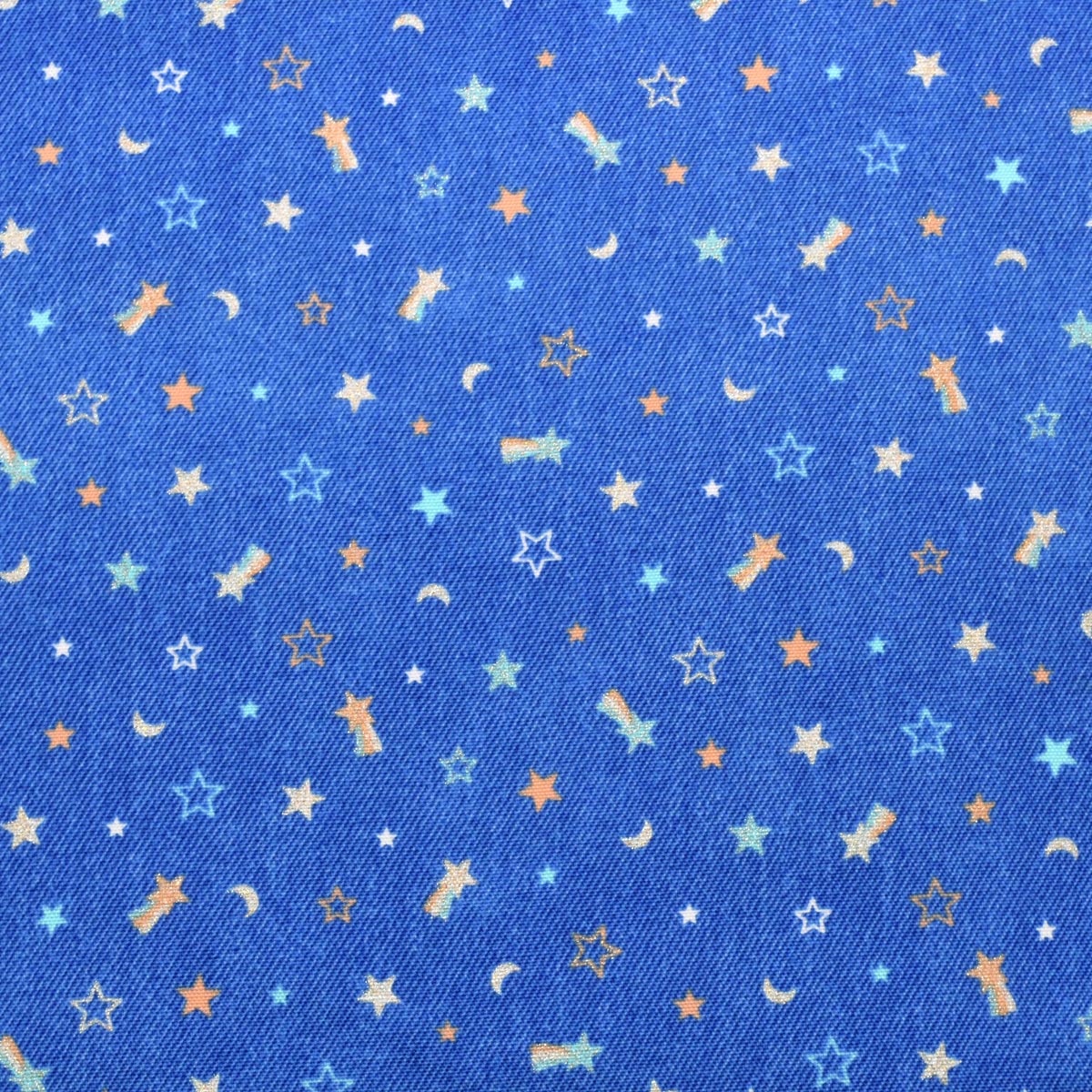 デニム風スター　オックス生地　AP61207　コスモ　(30cm以上10cm単位切り売り)