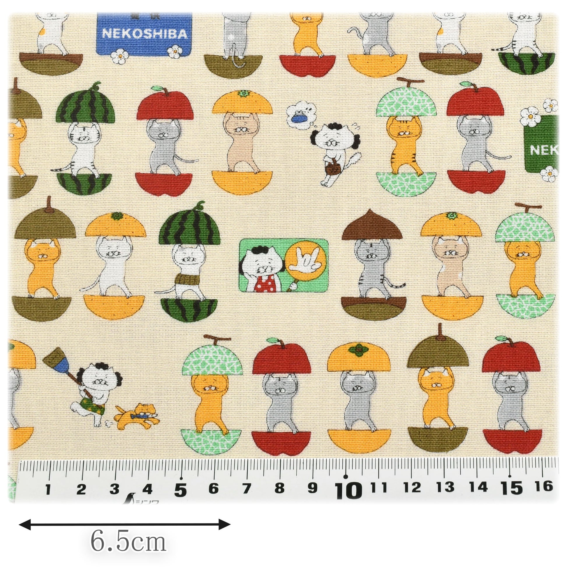 愉快な猫さんコットンキャンバス生地KTS7161コットンこばやし(30cm以上10cm単位切り売り)