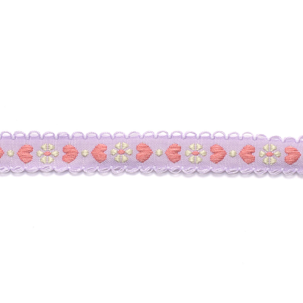 ハートとお花のかわいいチロリアンテープ　幅15mm　ロール巻き　約4.5m