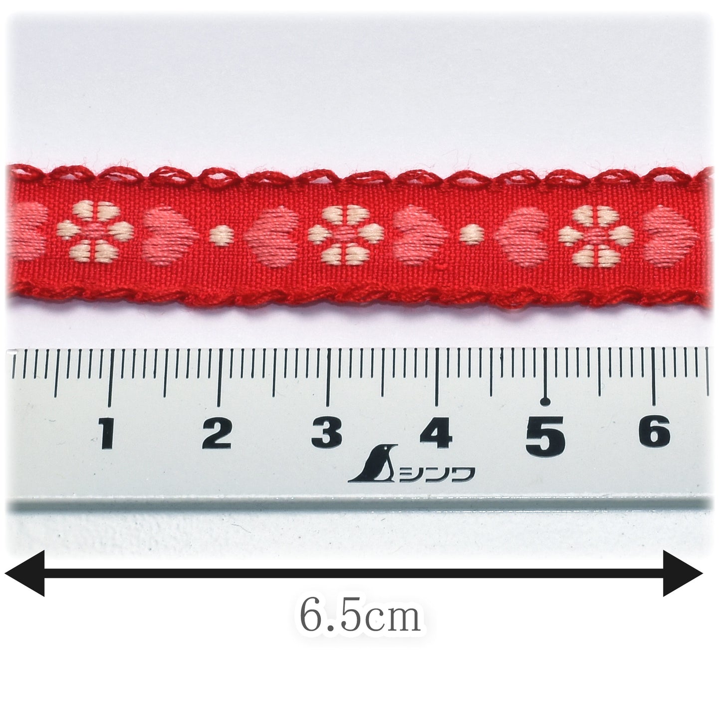 ハートとお花のかわいいチロリアンテープ幅15mmロール巻き約4.5m