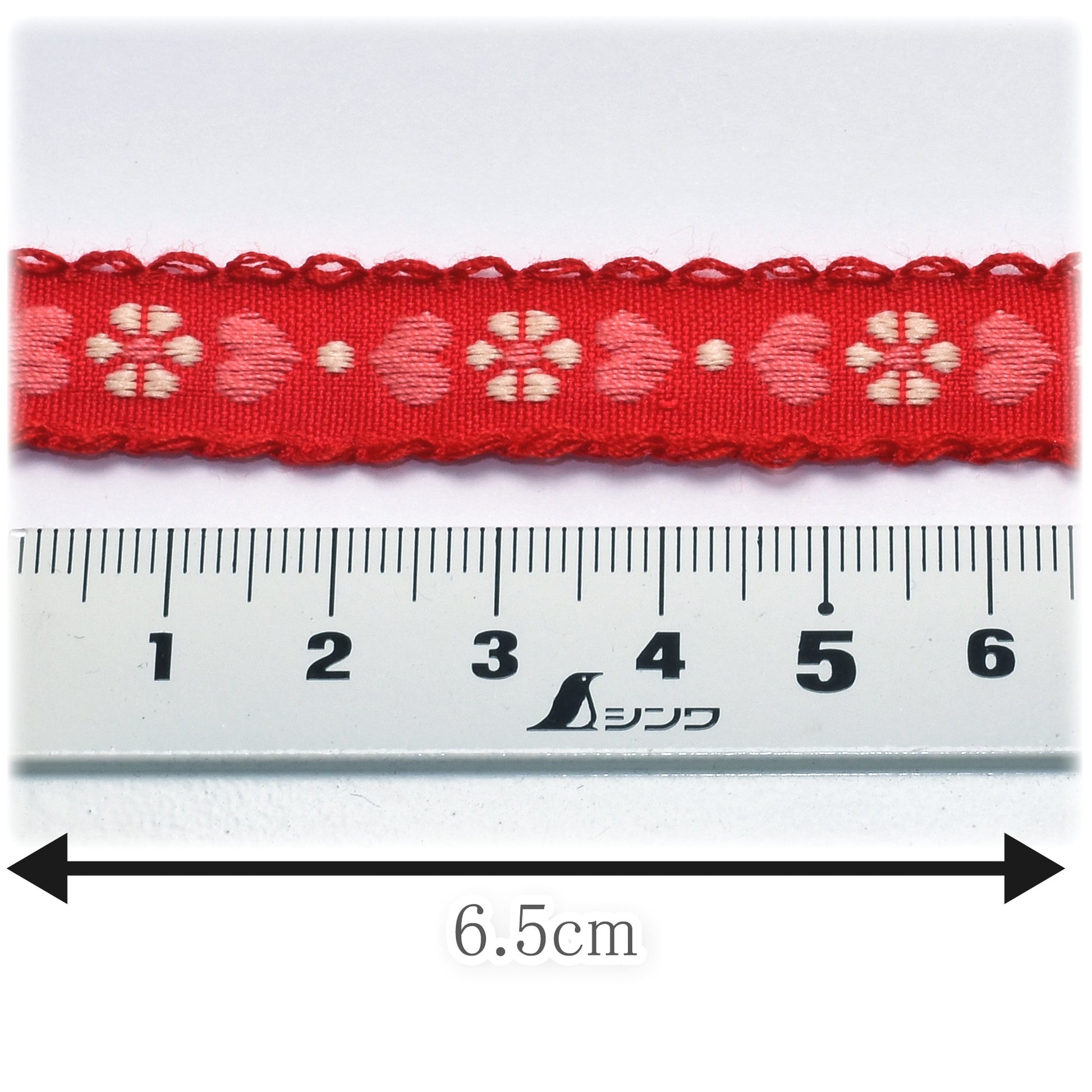 ハートとお花のかわいいチロリアンテープ幅15mmロール巻き約4.5m