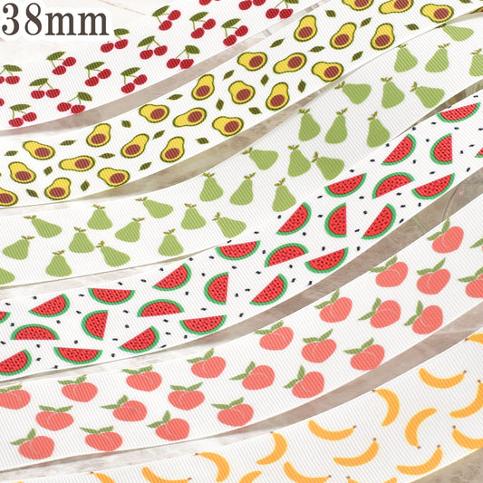 プリントリボン食べ物系1約1ｍ（98ｃｍ）カット済み「38ｍｍ/25ｍｍグログランリボン/サテンリボン印刷リボン個別価格」