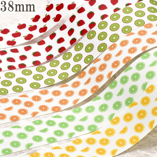 プリントリボン食べ物系2約1ｍ（98ｃｍ）カット済み「38ｍｍ/25ｍｍグログランリボン/サテンリボン印刷リボン個別価格」