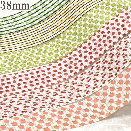 プリントリボン食べ物系3約1ｍ（98ｃｍ）カット済み「38ｍｍ/25ｍｍグログランリボン/サテンリボン印刷リボン個別価格」