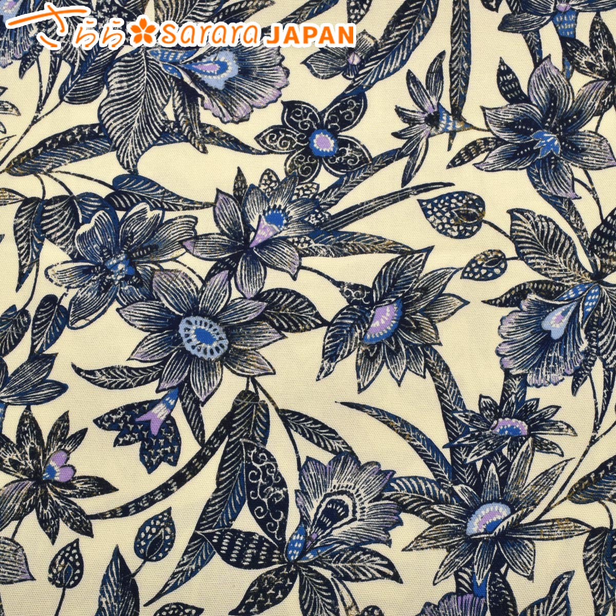 北欧風の草花Aアイボリー系オックス生地DPJ-175-OXさらら生地さらら（103）(30cm以上10cm単位切り売り)「在庫限り」