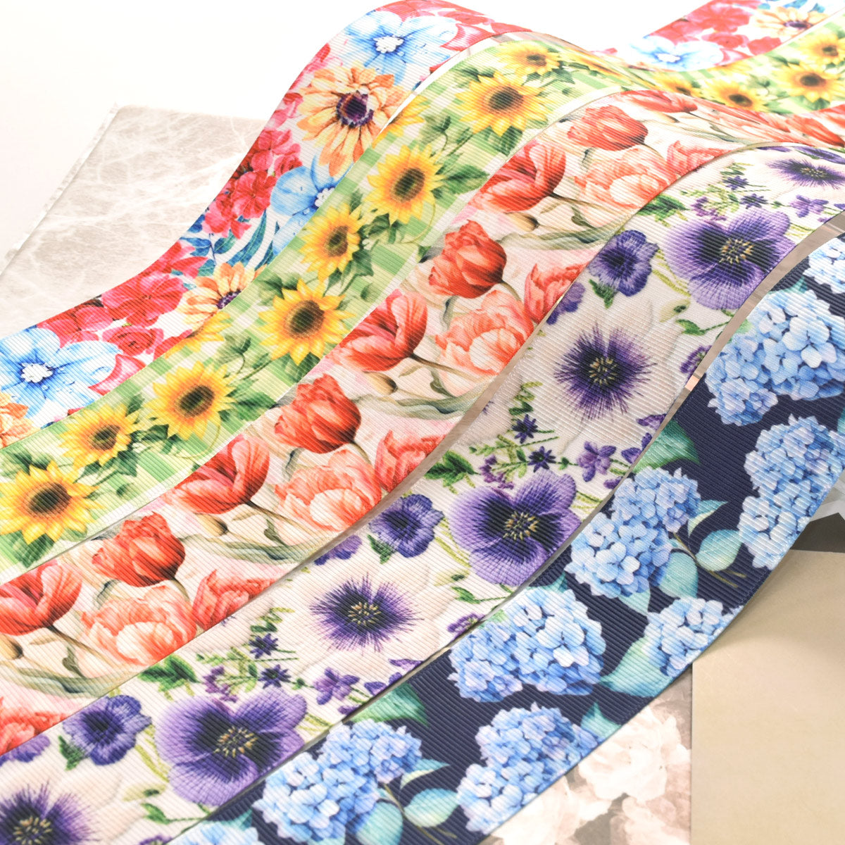 リボンアソートセットお花系幅38mm約50cm×10本