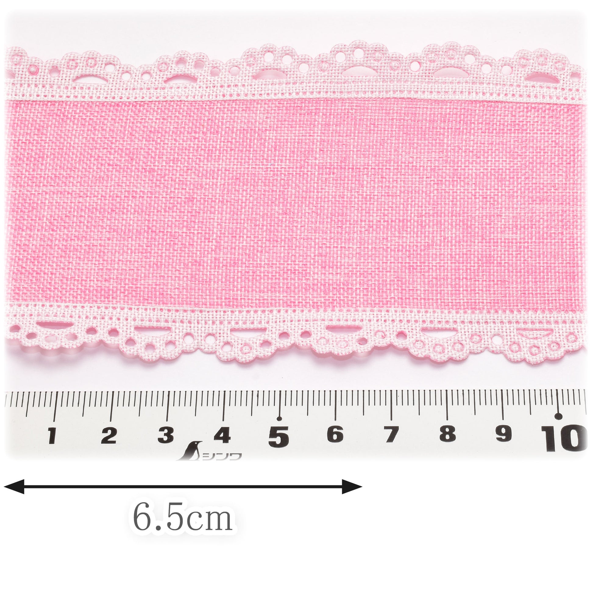 ゆめかわワイドな型抜きスカラップリボン幅64mm1m単位切り売り