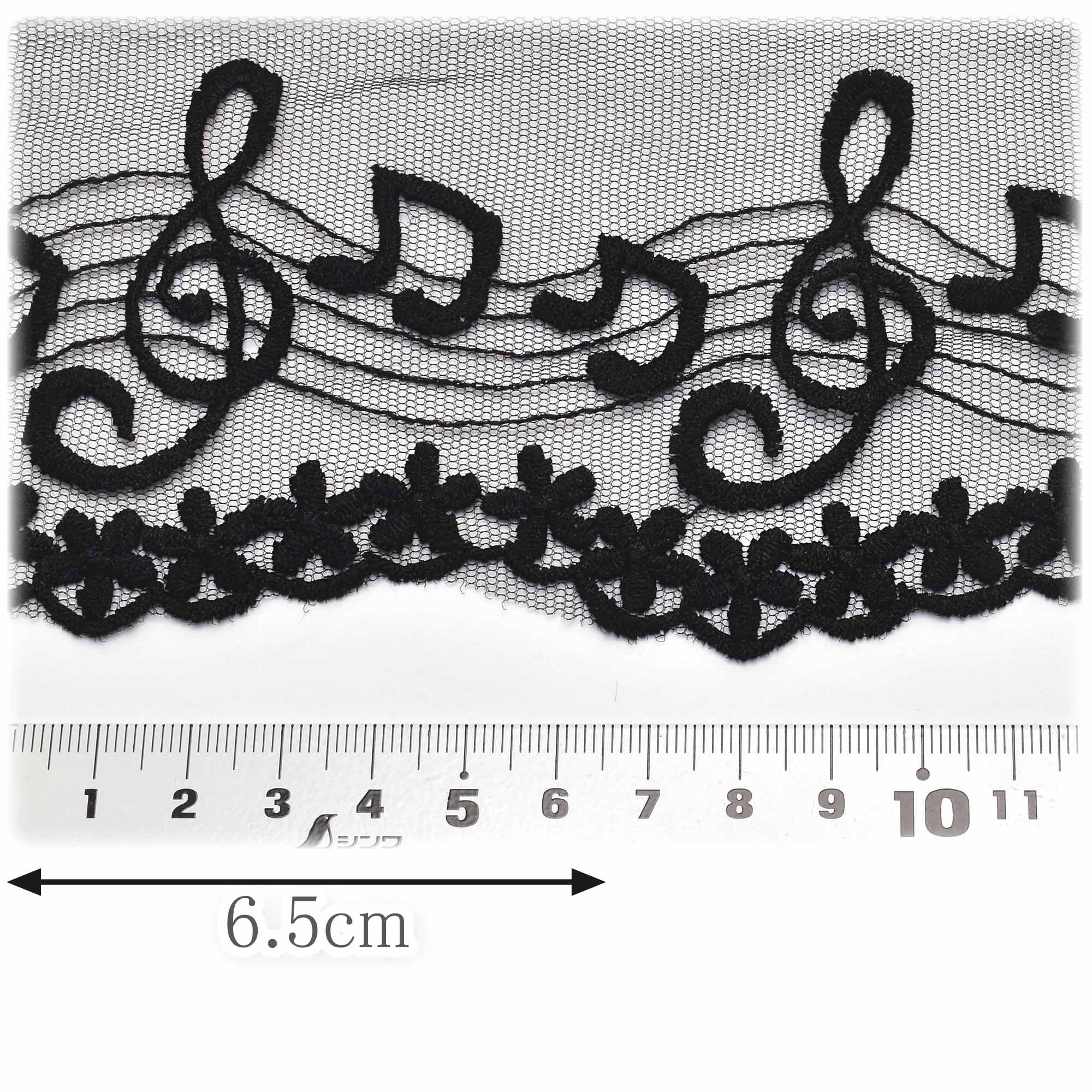音符柄 刺繍レース 幅120mm 1m単位 切り売り – まんま母さんのりぼん