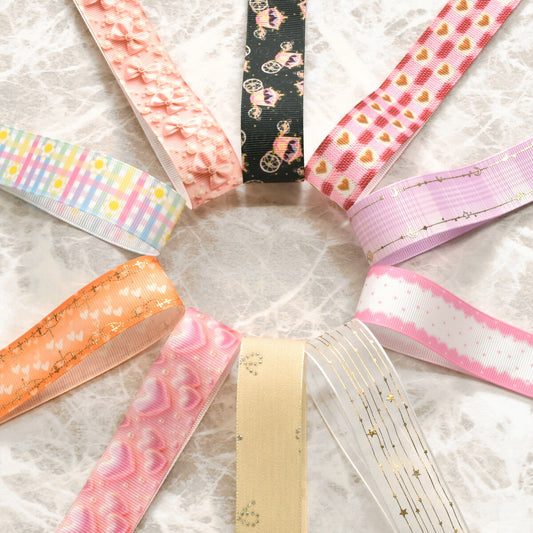 リボンアソートセットかわいい系幅25mm約50cm×10本