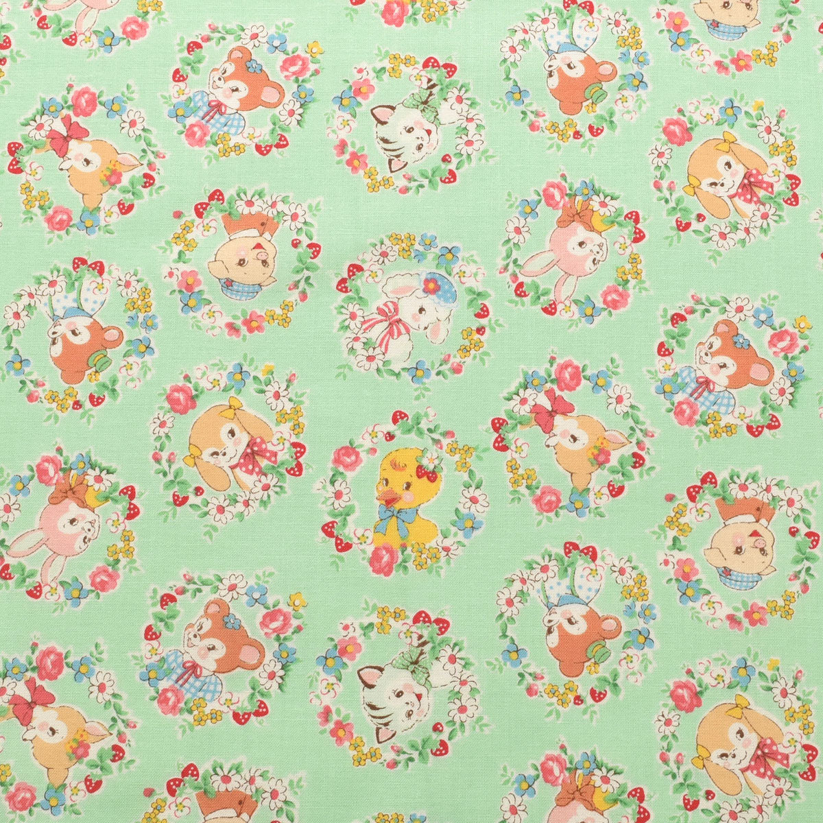 レトロサークルアニマル　シャーティング生地　 AT839005　YUWA　有輪商店　(30cm以上10cm単位切り売り)