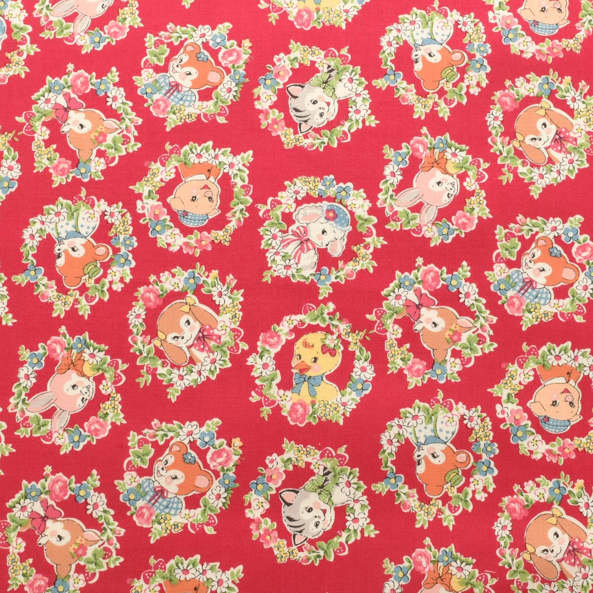 レトロサークルアニマル　シャーティング生地　 AT839005　YUWA　有輪商店　(30cm以上10cm単位切り売り)