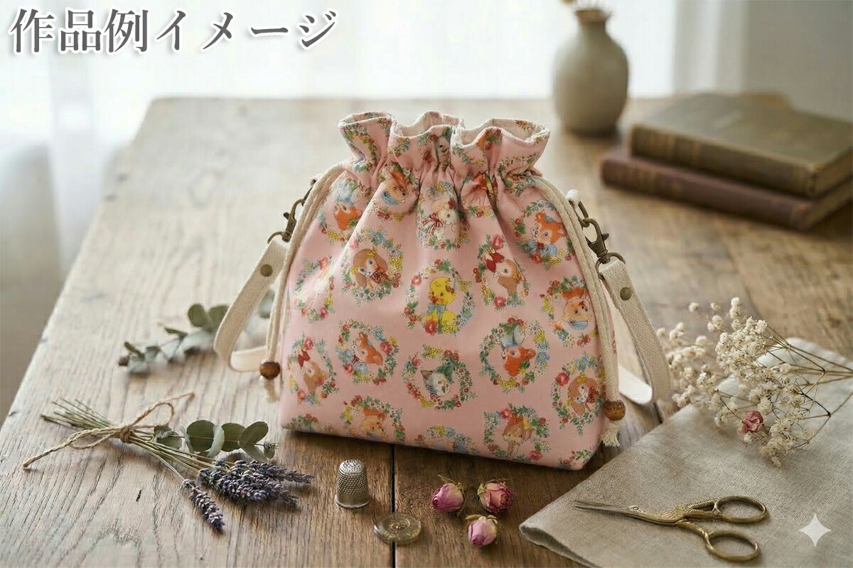 レトロサークルアニマルシャーティング生地AT839005YUWA有輪商店(30cm以上10cm単位切り売り)