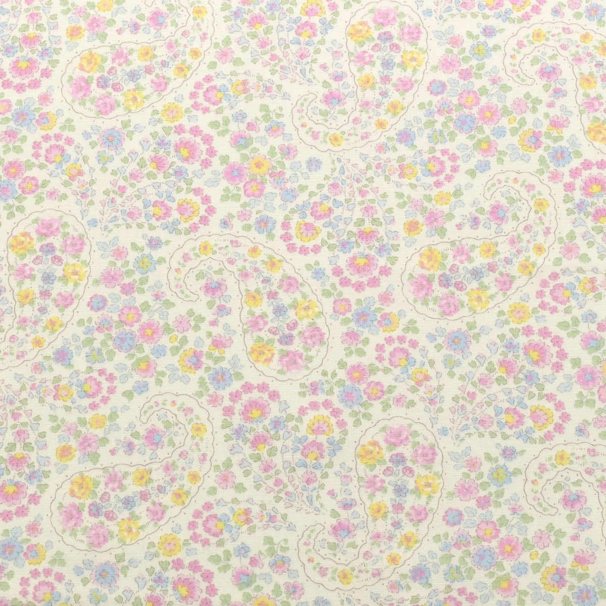 小花のペイズリー　ブロード生地　HSK829　カナヤス　 (30cm以上10cm単位切り売り)