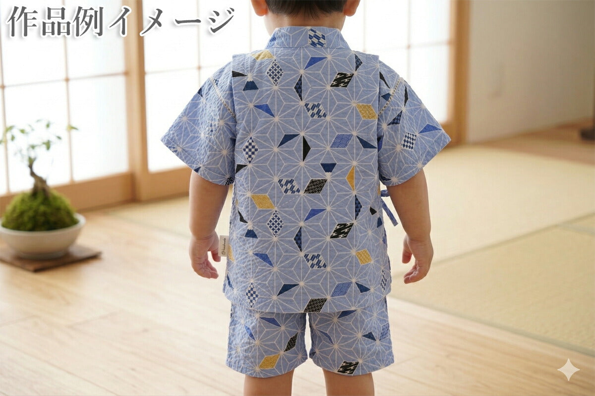 麻の葉と和模様リップル生地AP62108-1コスモ(30cm以上10cm単位切り売り)
