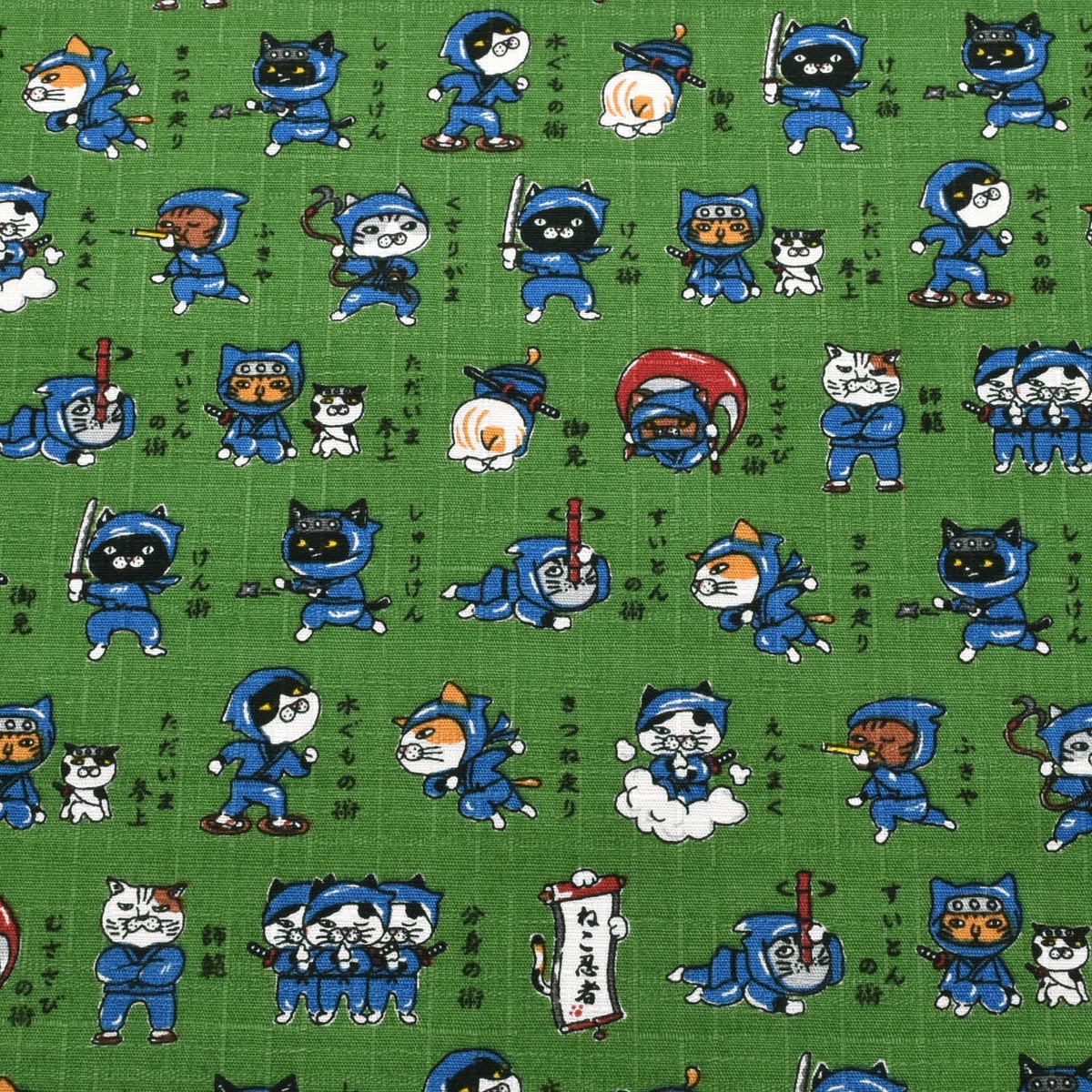 ねこ忍者　ドビー生地　AP62101-2　コスモ　(30cm以上10cm単位切り売り)