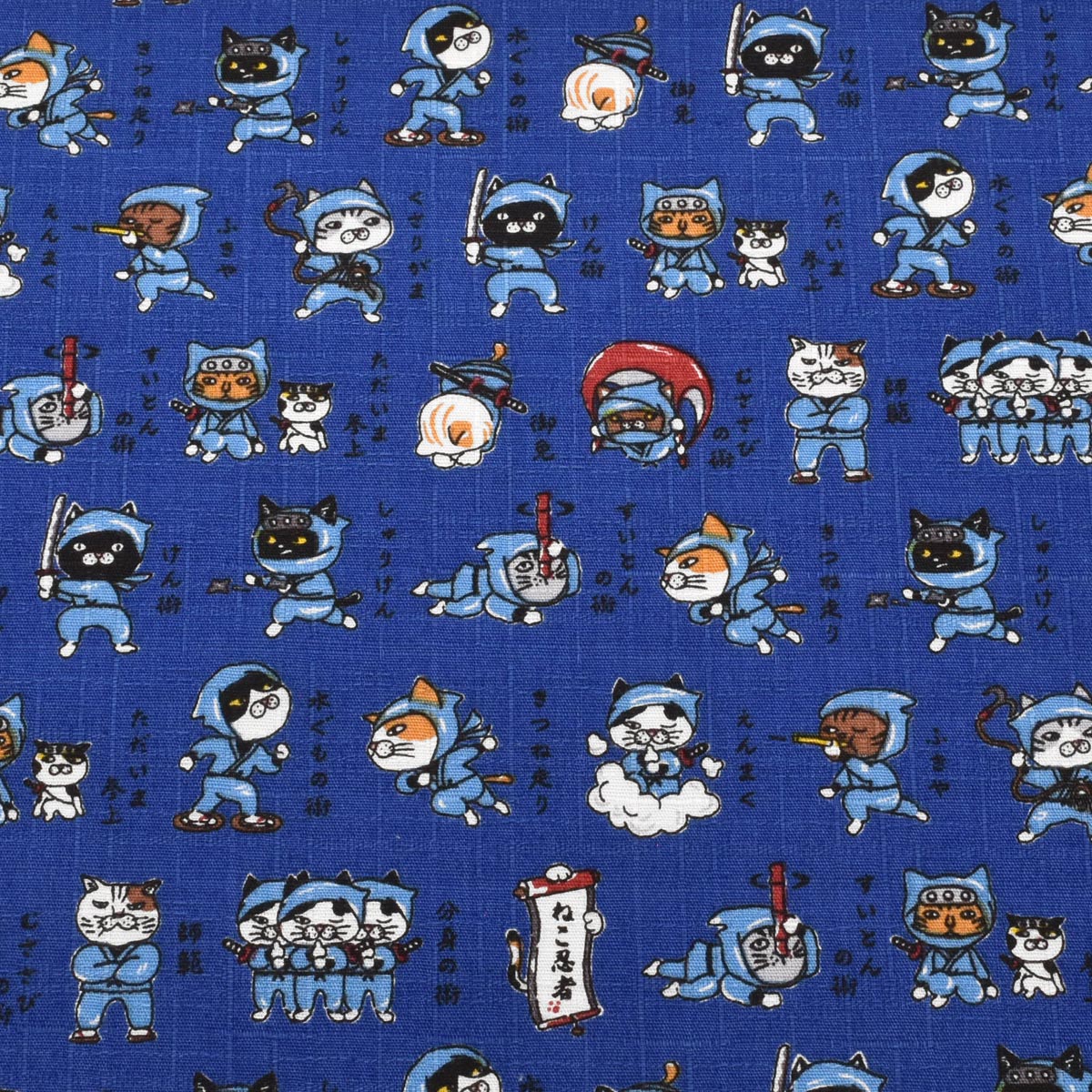 ねこ忍者　ドビー生地　AP62101-2　コスモ　(30cm以上10cm単位切り売り)