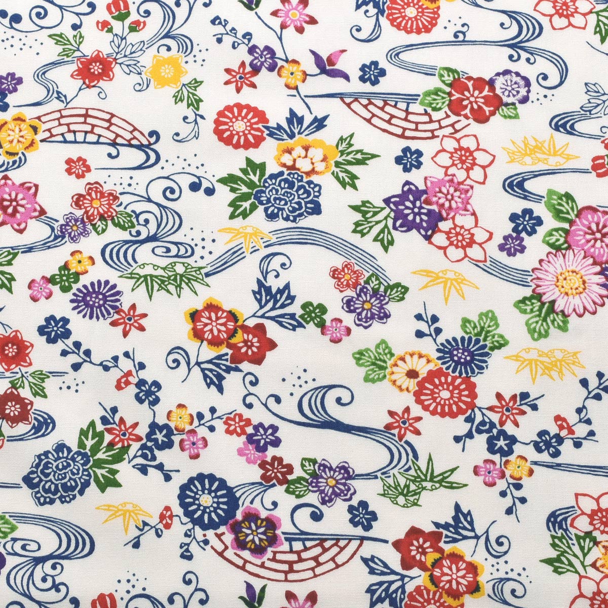 琉球の花　ブロード生地　AP62102-1　コスモ　(30cm以上10cm単位切り売り)