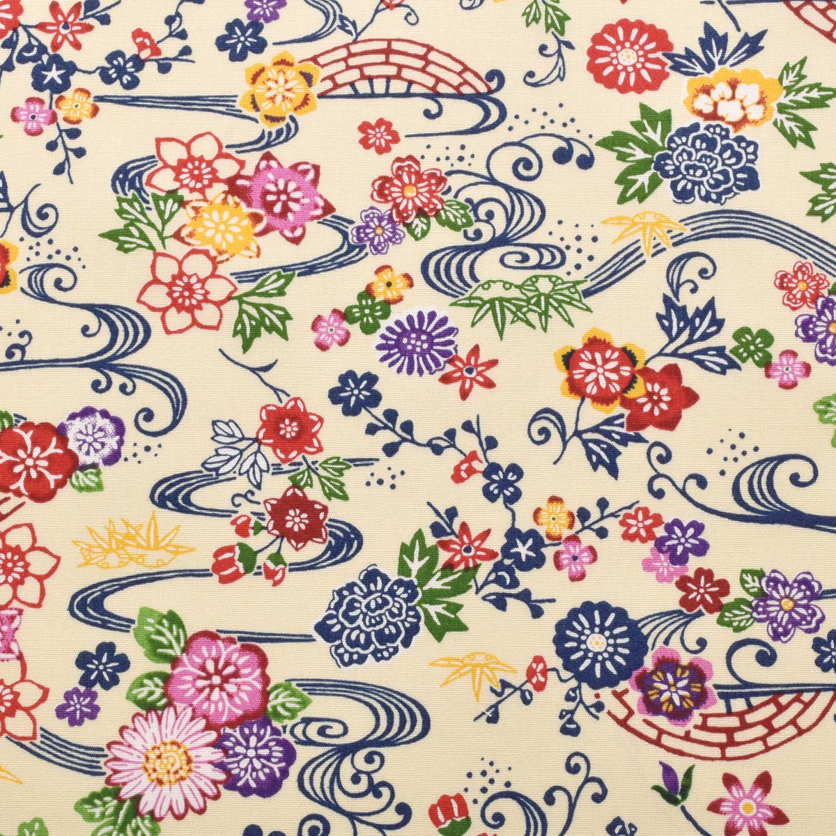 琉球の花　ブロード生地　AP62102-1　コスモ　(30cm以上10cm単位切り売り)