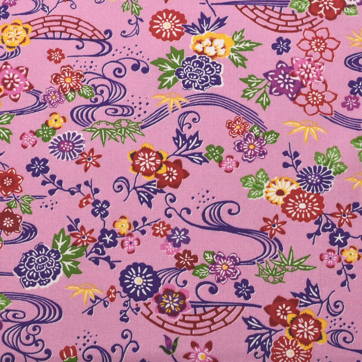 琉球の花　ブロード生地　AP62102-1　コスモ　(30cm以上10cm単位切り売り)
