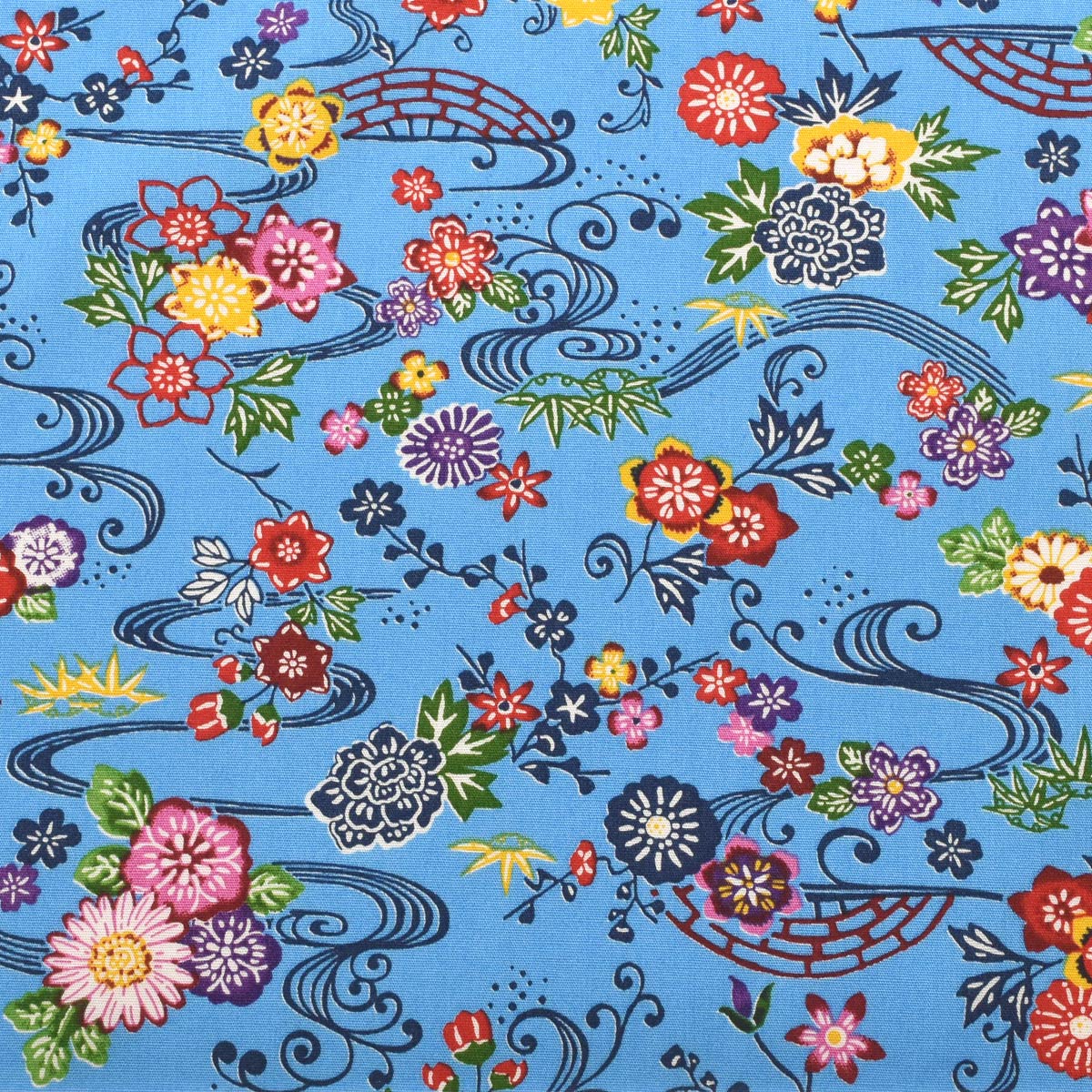 琉球の花　ブロード生地　AP62102-1　コスモ　(30cm以上10cm単位切り売り)