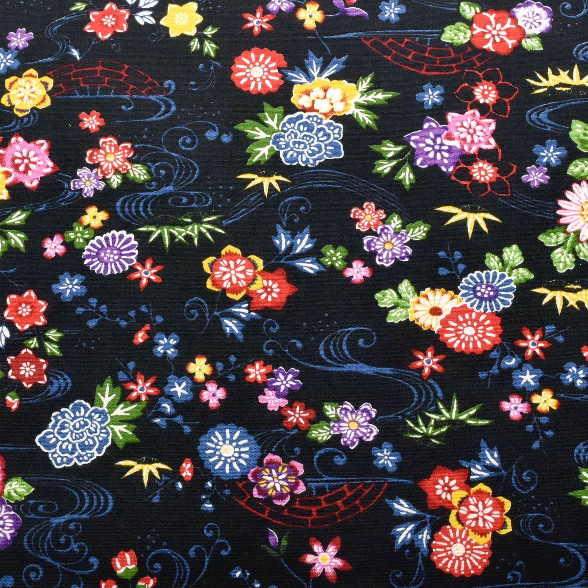 琉球の花　ブロード生地　AP62102-1　コスモ　(30cm以上10cm単位切り売り)
