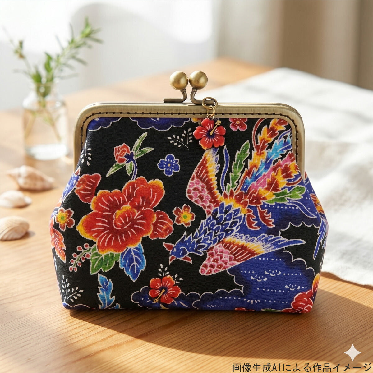 琉球の鳥ブロード生地AP62102-2コスモ(30cm以上10cm単位切り売り)