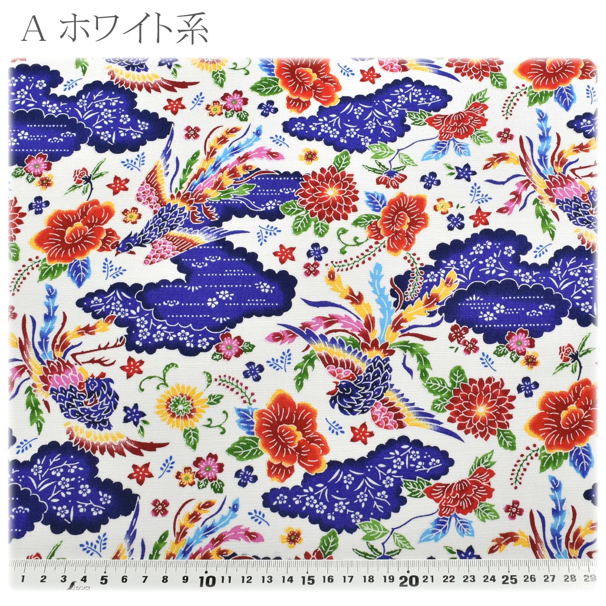 琉球の鳥ブロード生地AP62102-2コスモ(30cm以上10cm単位切り売り)