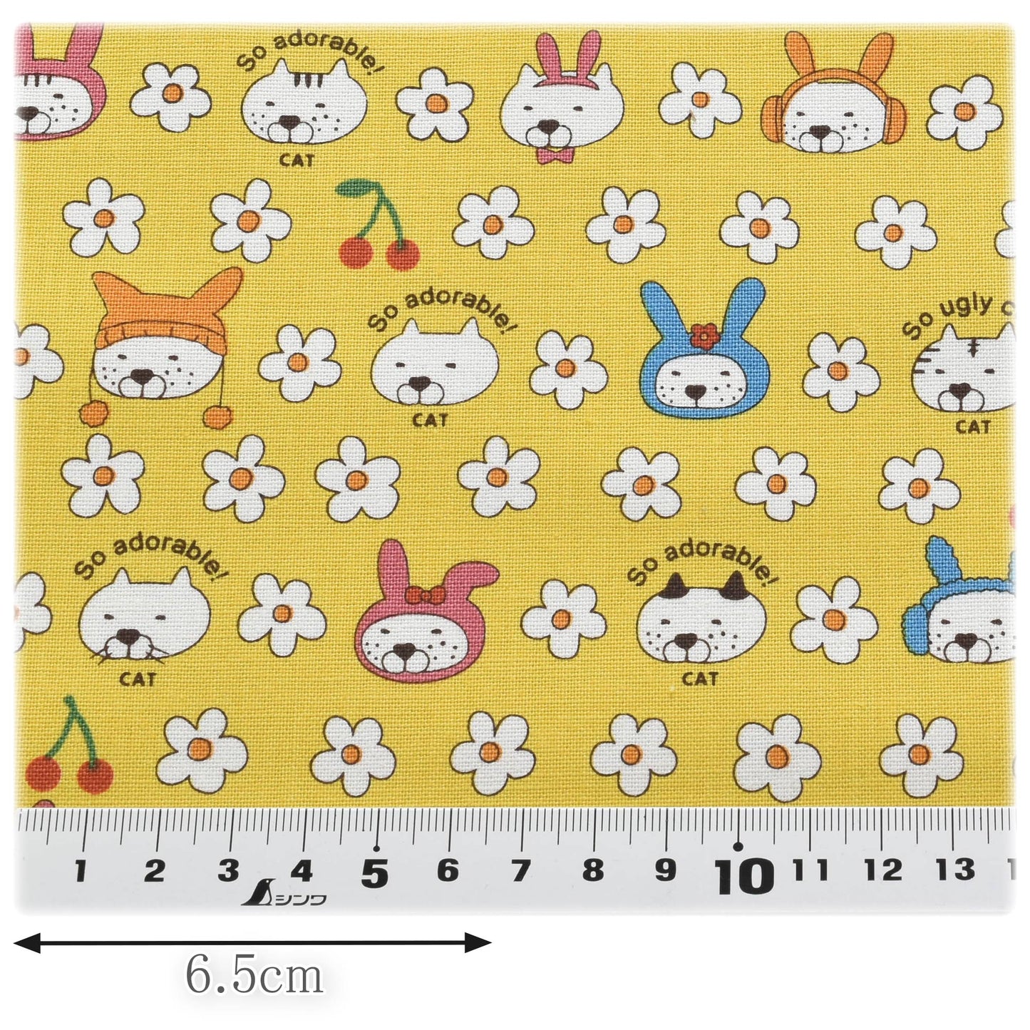 うさねこコットンキャンバス生地KTS7178コットンこばやし(30cm以上10cm単位切り売り)