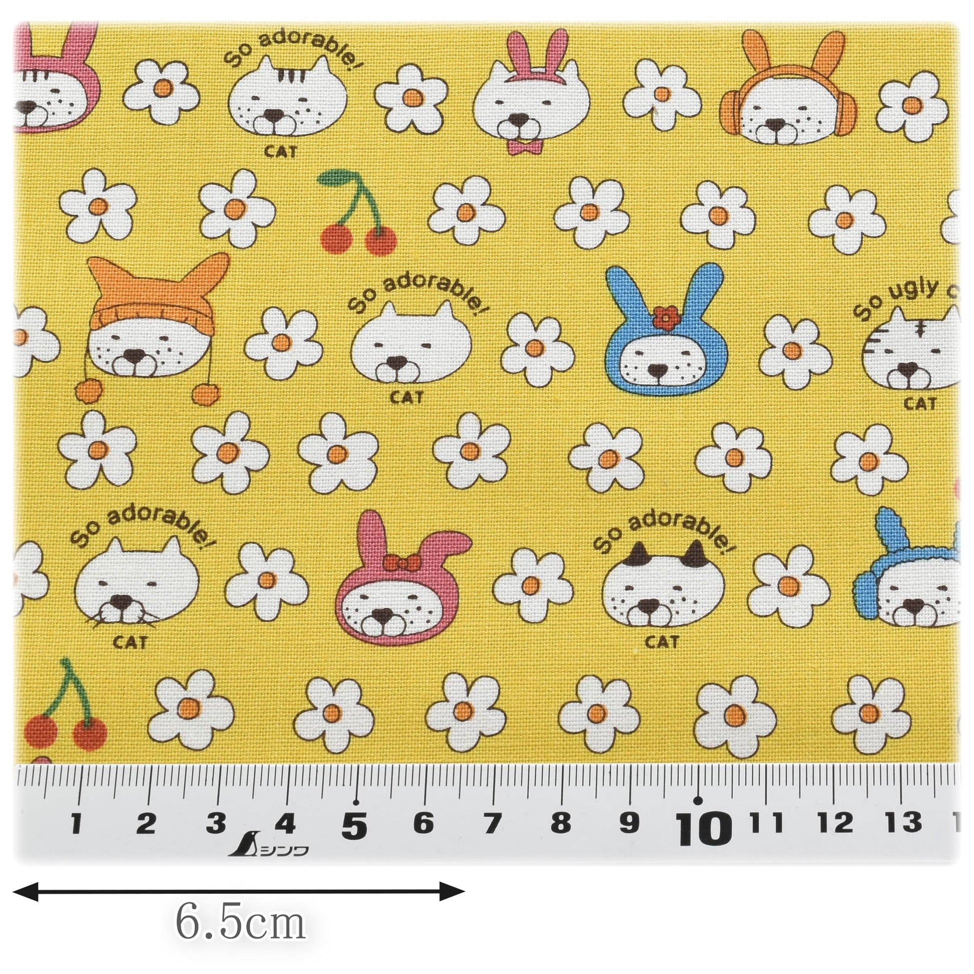 うさねこコットンキャンバス生地KTS7178コットンこばやし(30cm以上10cm単位切り売り)