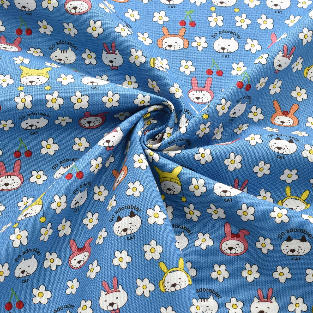 うさねこコットンキャンバス生地KTS7178コットンこばやし(30cm以上10cm単位切り売り)