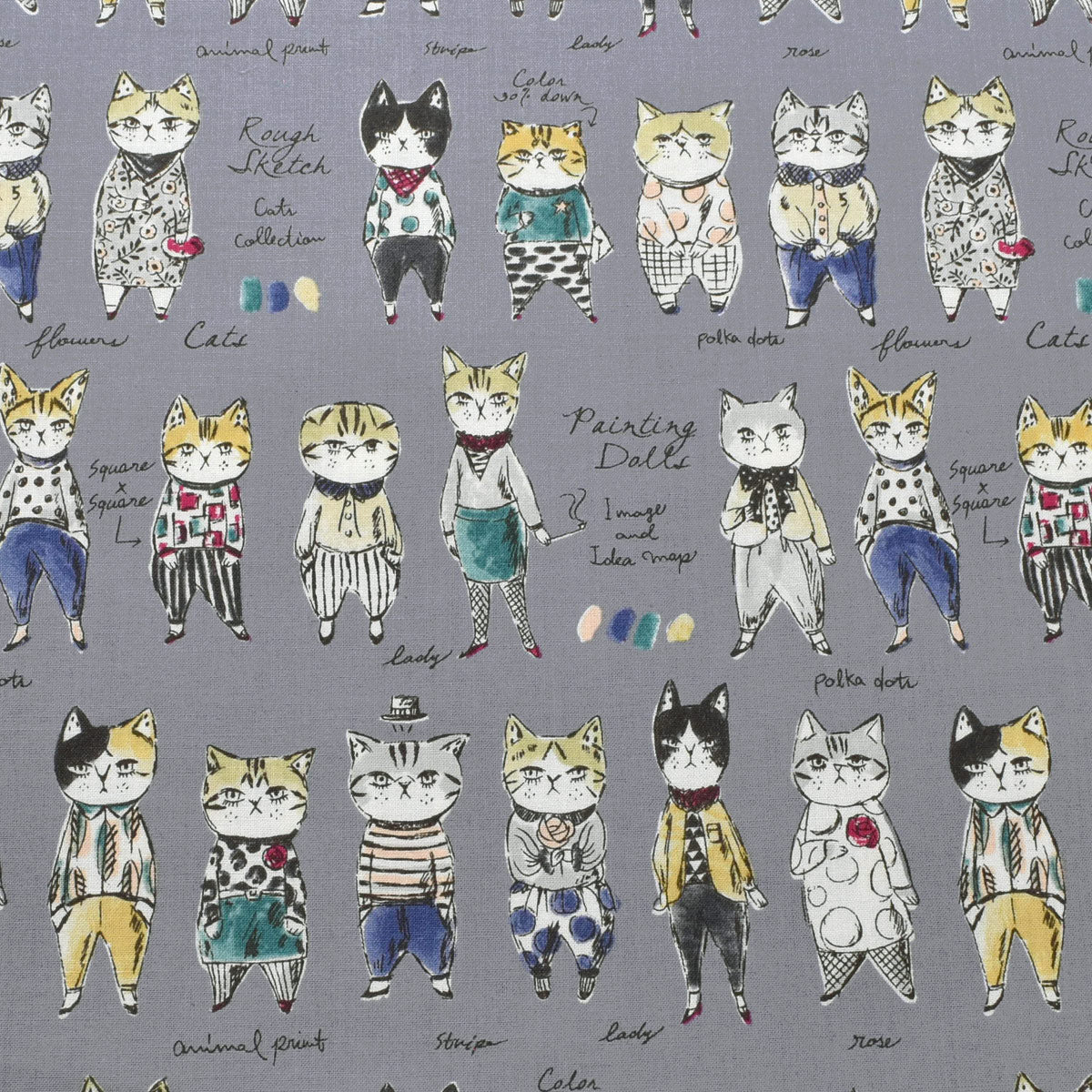 ラフスケッチ　シャーティング生地　 SK829981　YUWA　有輪商店　(30cm以上10cm単位切り売り)