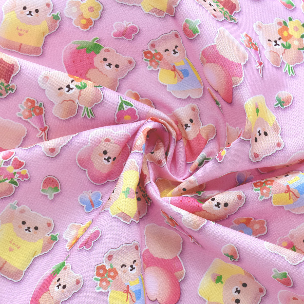 ぷっくりシール風くまシャーティング生地HTEF835031YUWA有輪商店(30cm以上10cm単位切り売り)