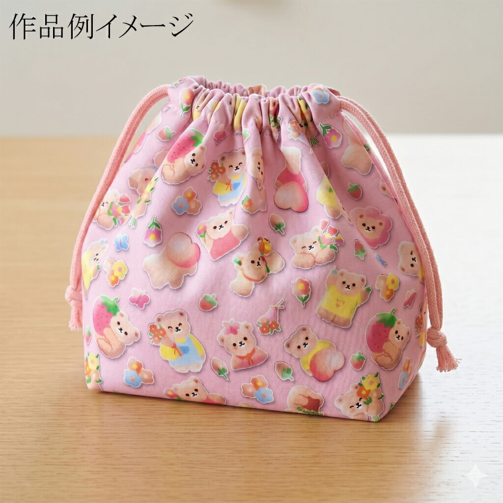 ぷっくりシール風くまシャーティング生地HTEF835031YUWA有輪商店(30cm以上10cm単位切り売り)