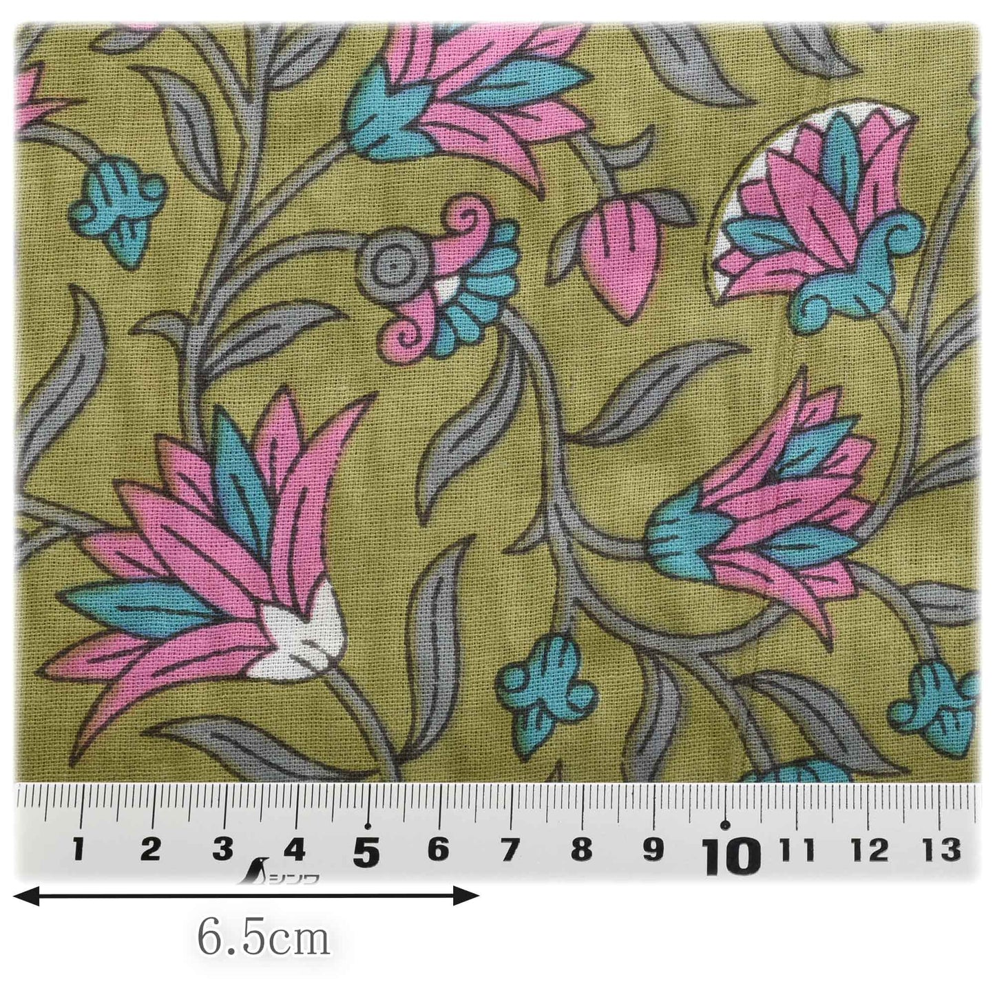 インド綿サリーフラワーコットンボイル生地150-1676-D3小泉(71)(30cm以上10cm単位切り売り)