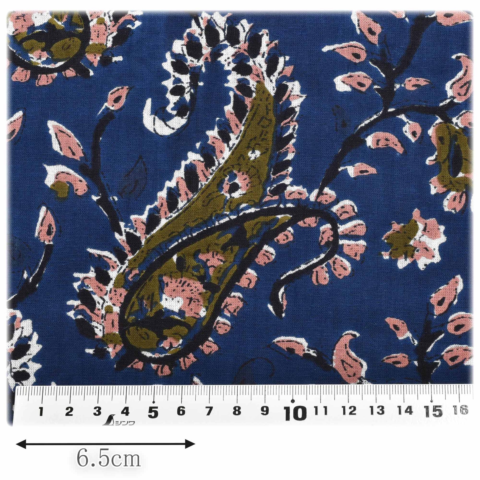 インド綿ネイビーペイズリーコットンボイル生地150-1676-E3小泉(97)(30cm以上10cm単位切り売り)