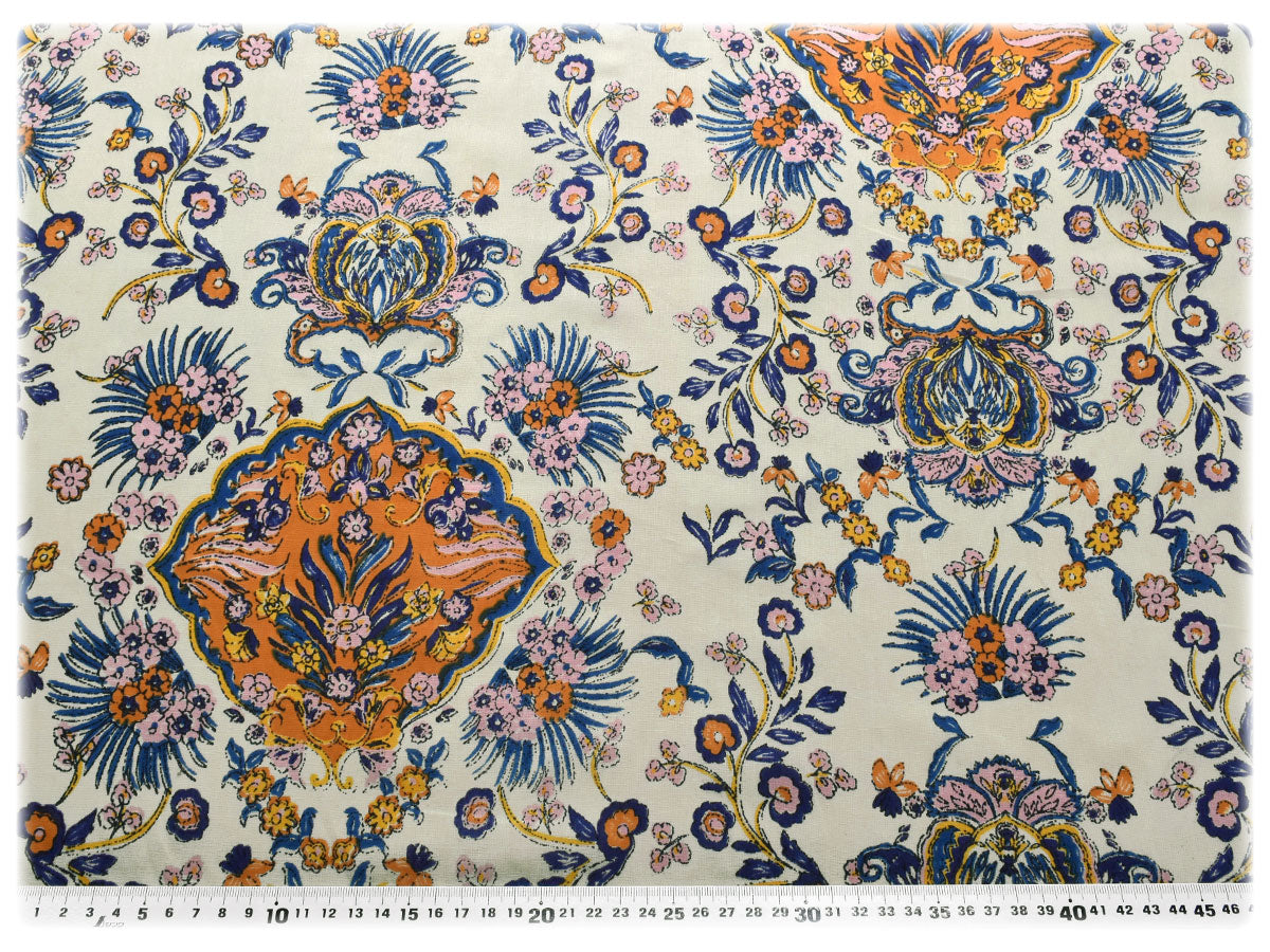インド綿オリエンタルブルームコットンボイル生地150-1676-E2小泉(103)(30cm以上10cm単位切り売り)