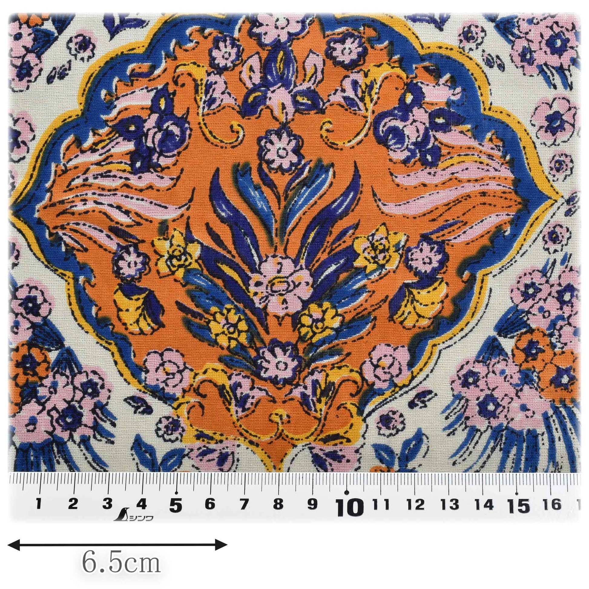 インド綿オリエンタルブルームコットンボイル生地150-1676-E2小泉(103)(30cm以上10cm単位切り売り)