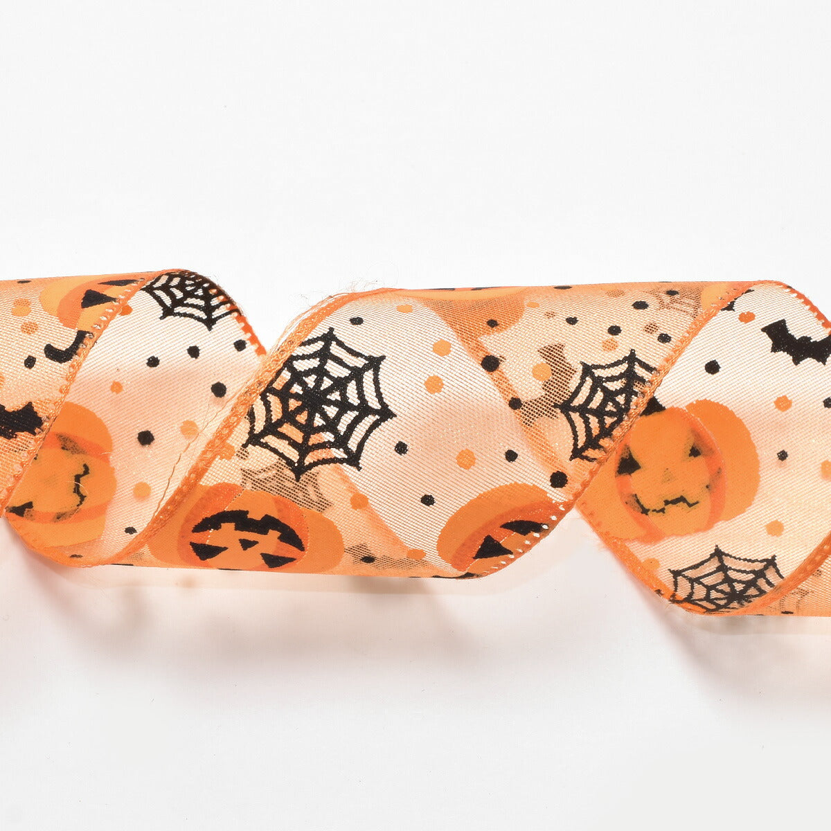 プリントリボン ハロウィン カボチャのオーガンジーリボン 幅38mm
