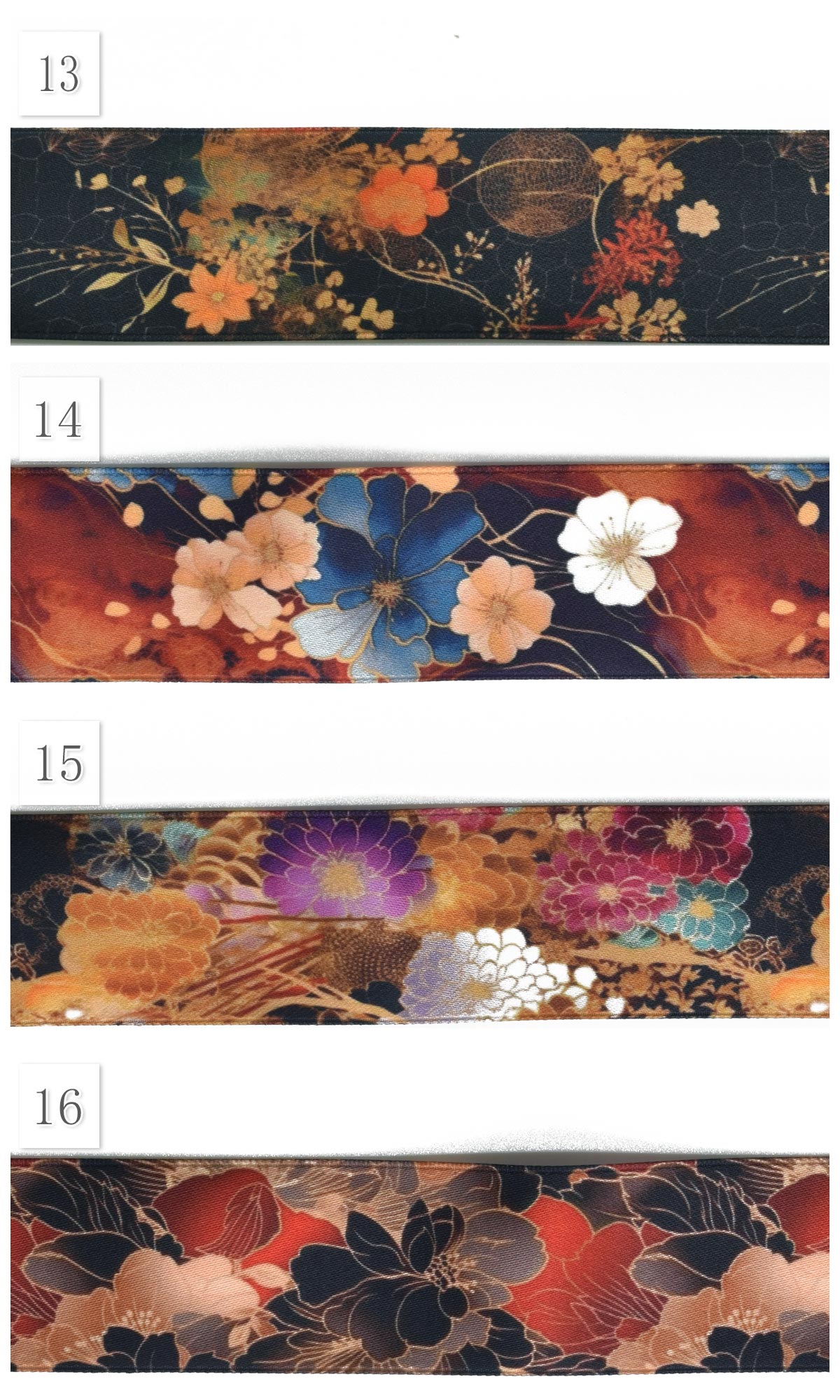和柄38mm幅コットン風リボン約1ｍ（98ｃｍ）カット済みプリントリボン印刷リボン