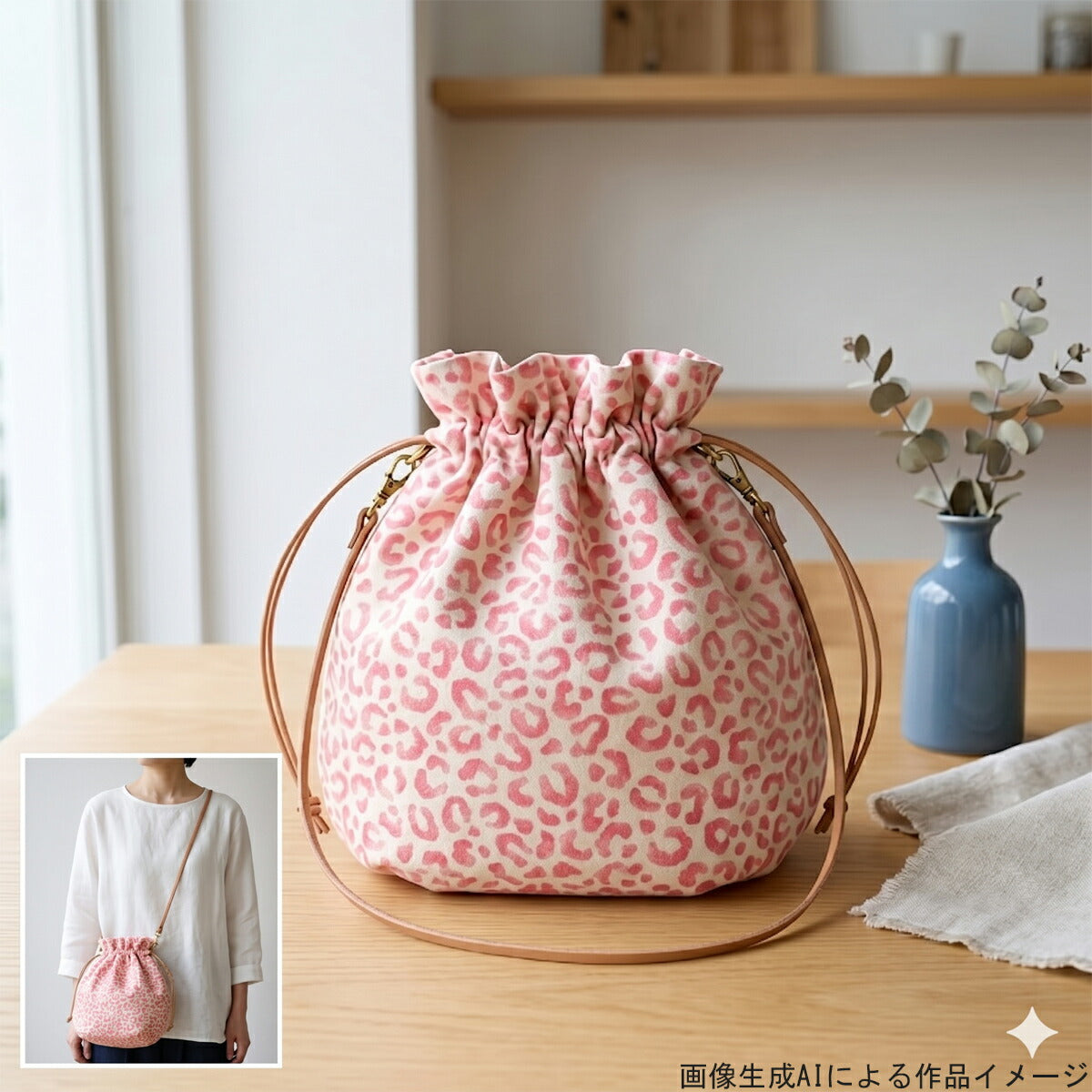 ナチュラルレオパード綿麻シーチング生地エアータンブラー加工HSK839カナヤス(30cm以上10cm単位切り売り)