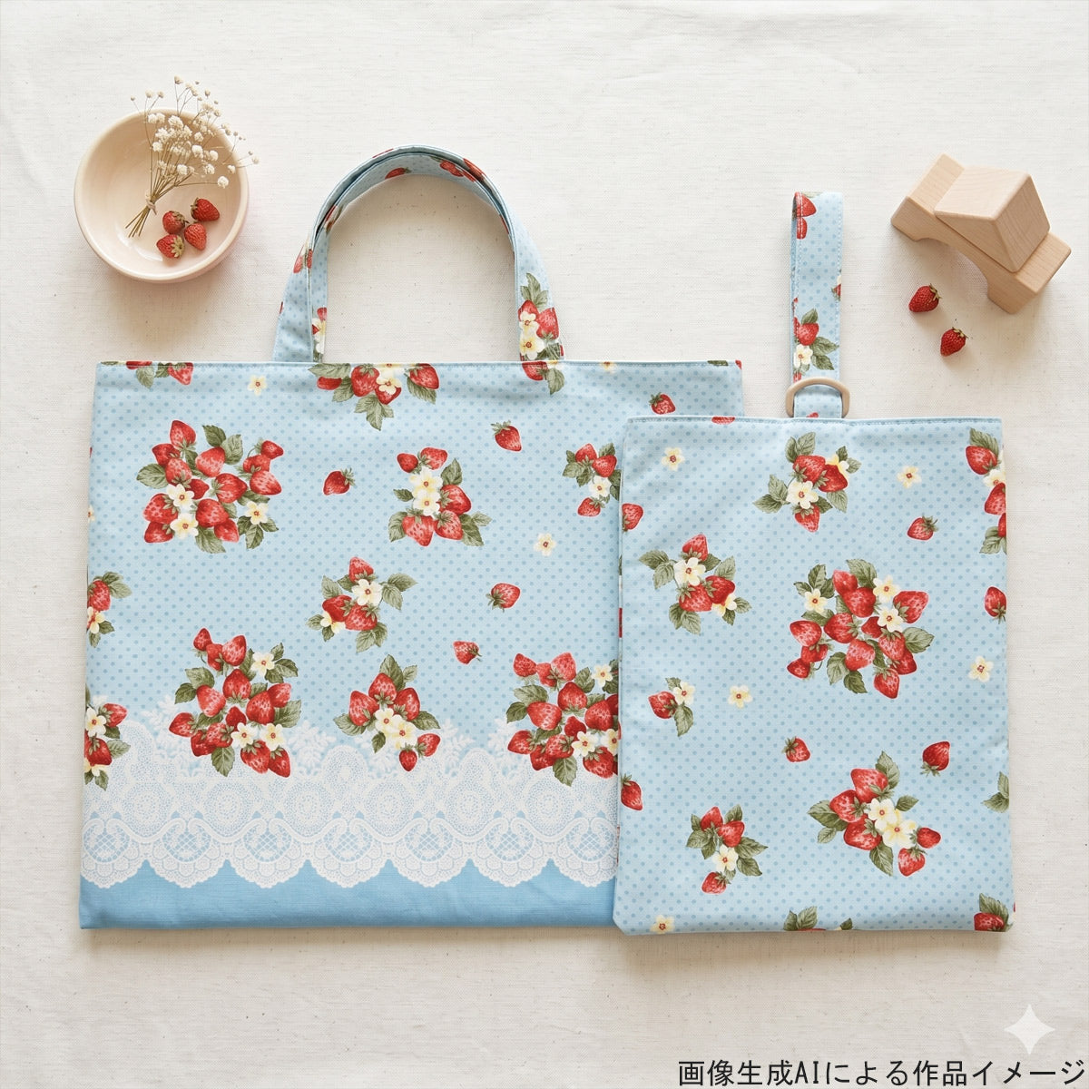 クラシカルストロベリーシーチング生地NN2337コスモ(30cm以上10cm単位切り売り)