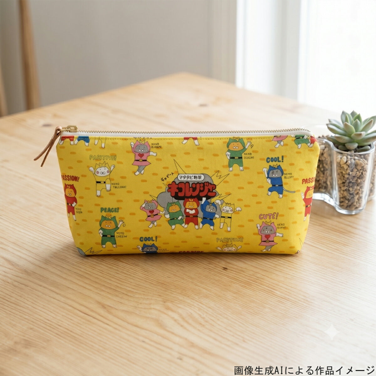 ネコレンジャーコットンキャンバス生地KTS7187コットンこばやし(30cm以上10cm単位切り売り)