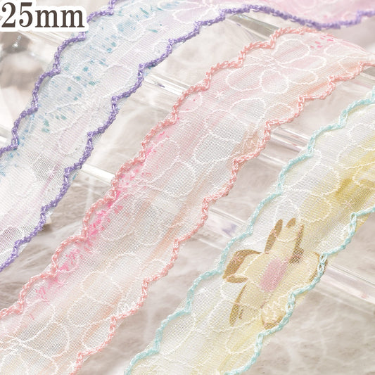 スカラップとフローラルシアーリボン幅25mm1m単位切り売り（2m以上）