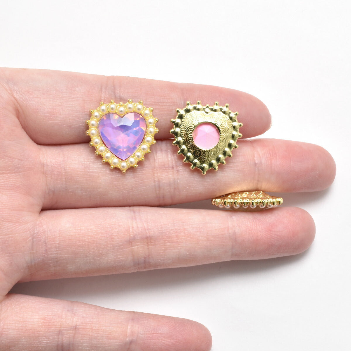 アクセサリーパーツゆめかわパステルハートビジュー2個