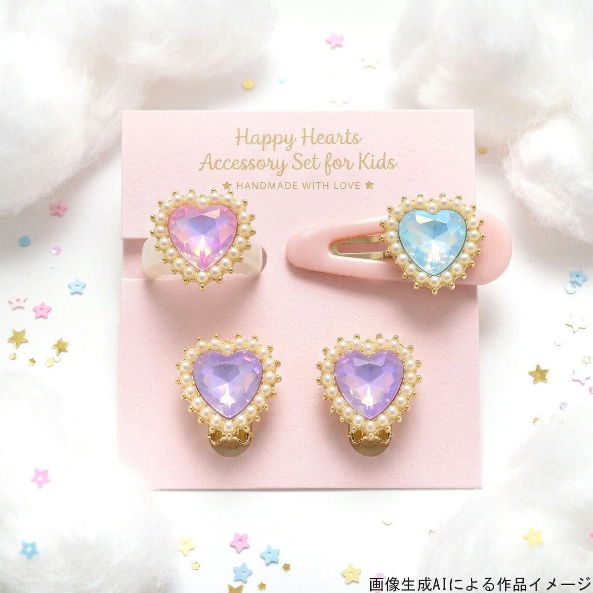 アクセサリーパーツゆめかわパステルハートビジュー2個