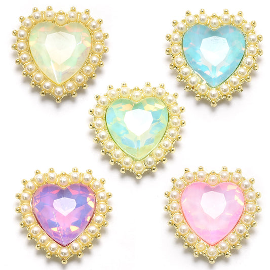 アクセサリーパーツゆめかわパステルハートビジュー2個
