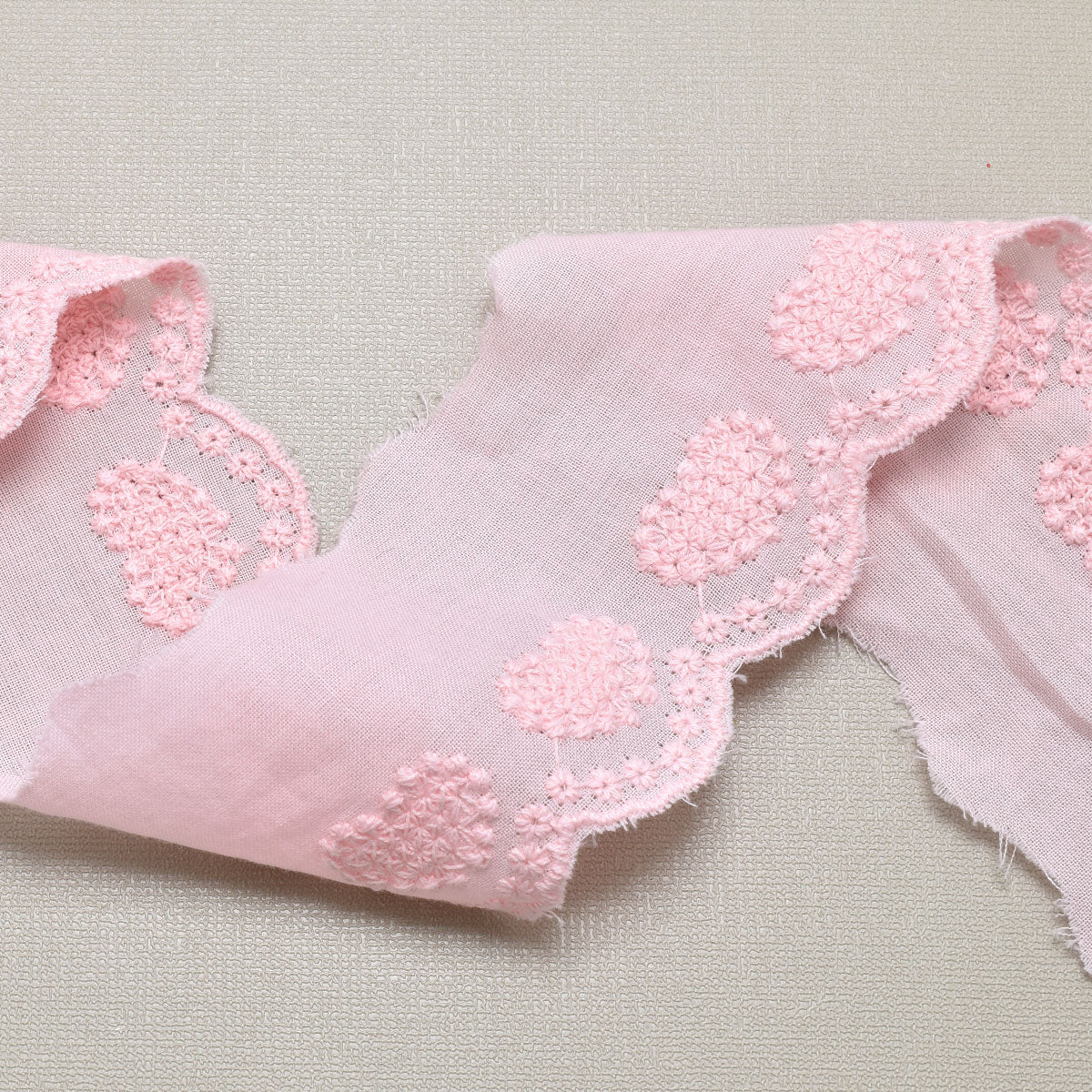 水玉とハートのスカラップ刺繍レース幅50mm1m単位切り売り