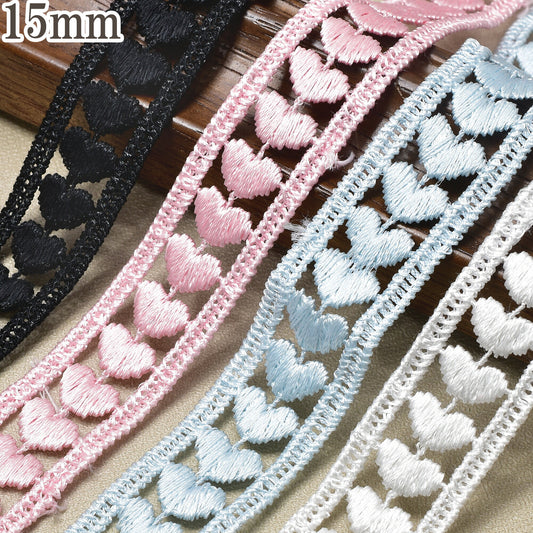 ハートのラダーレース幅15mm10cm単位切り売り（50cm以上）