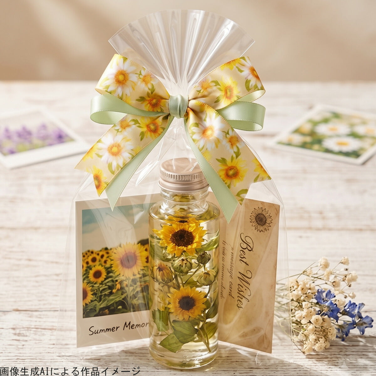 夏の花柄C25mm幅約1ｍ（98ｃｍ）カット済み「グログランリボン／サテンリボンプリントリボン印刷リボン」